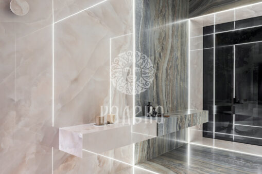 CLADDING OF INTERIOR WALLS AND FLOOR WITH NATURAL STONE